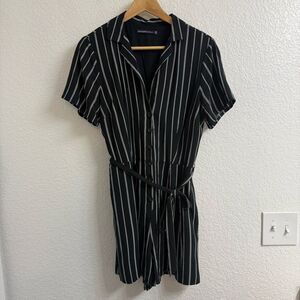 Abercrombie and Fitch black romper with white stripes size medium